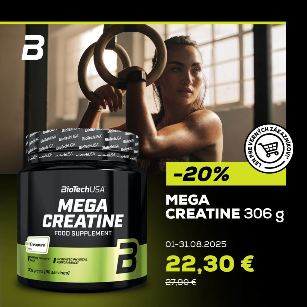 Mega Creatine od Biotech teraz za skvelú cenu 22,30€.